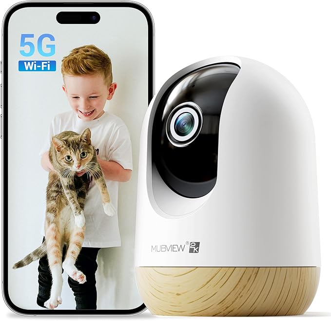 MUBVIEW 5G WiFi Indoor Security Camera No Subscription, Pet Camera by MUBVIEW
