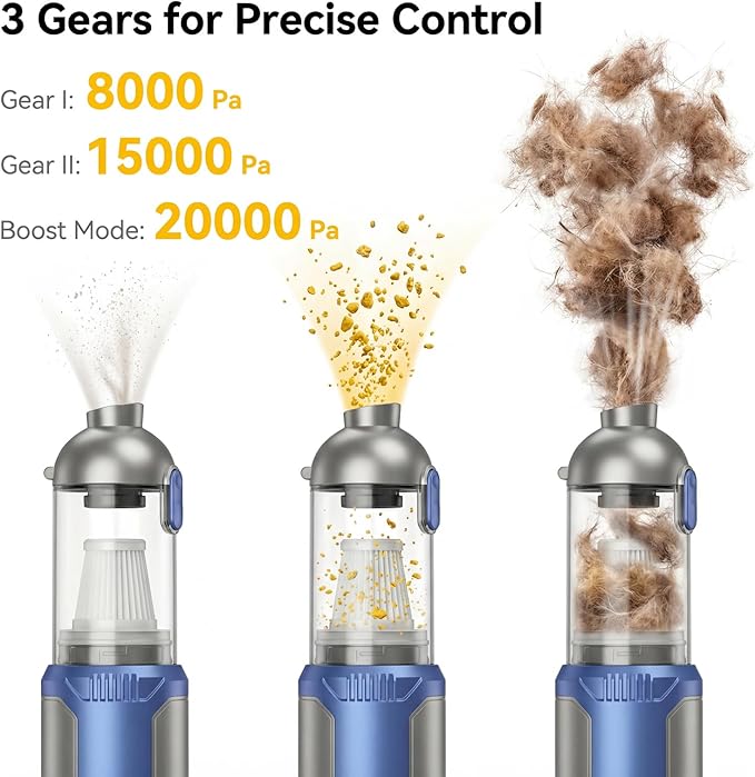 makecatch Handheld Car Vacuum Cleaner, 20000Pa High-Power Cordless Vacuum - Image 3