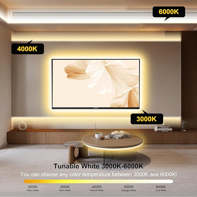 Pandery COB LED Strip Light, CCT Dimmable Strips Light, 2700K-6500K, 8mm Wide - Image 3