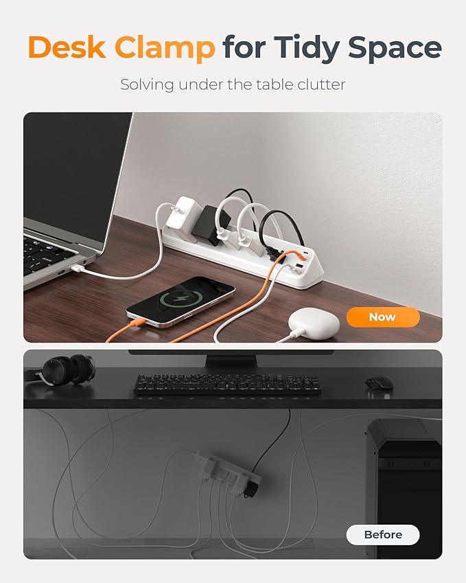 TESSAN Desk Clamp Power Strip 6 Ft, 2100J Surge Protector, 5 Outlets and 4 USB - Image 8