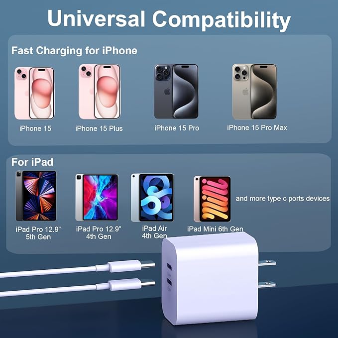 Phone 17 16 15 Pro Max Charger Fast Charging, 20W USB C Charger Block - Image 5