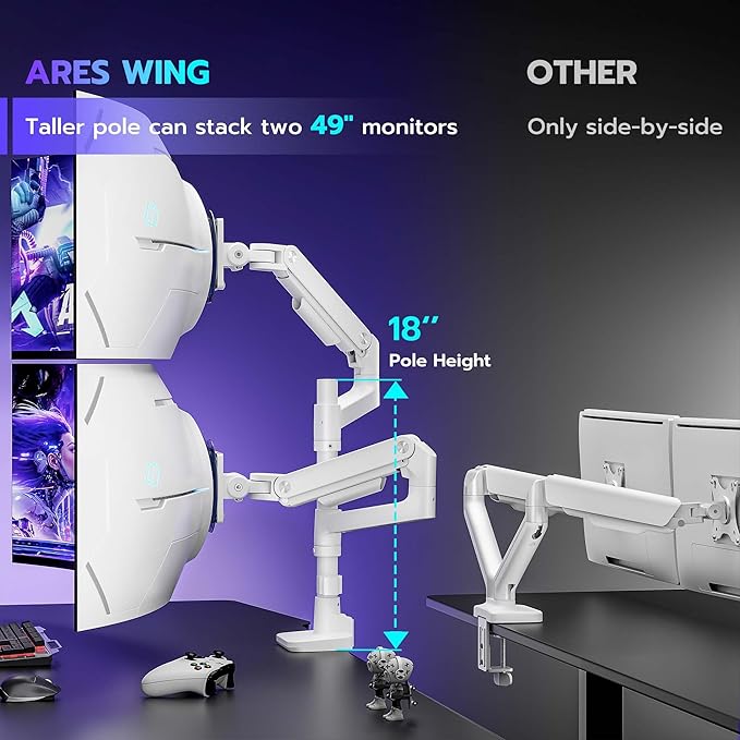 ARES WING Dual Monitor Arm Desk Mount - Image 3