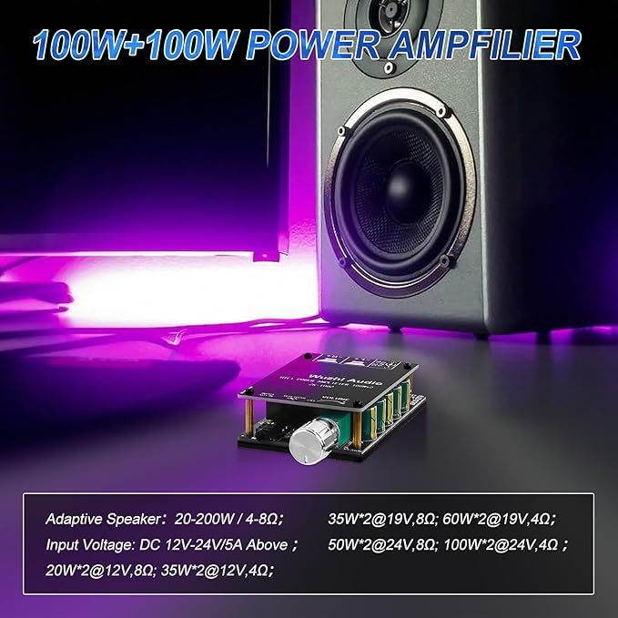 ZK-1002 Bluetooth 5.0 Audio Amplifier Board, 100W x 2 2.0 Channel Mini HiFi - Image 4