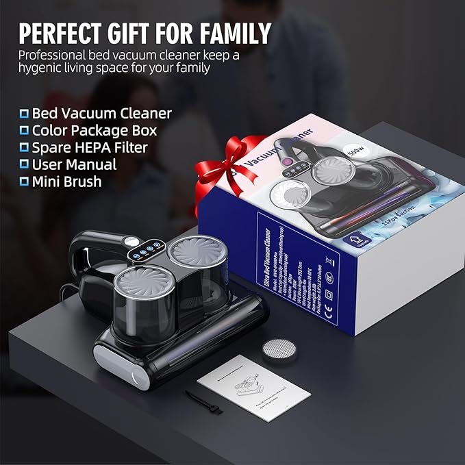 Mattress Vacuum Bed Vacuum Cleaner 16Kpa Suction 253.7nm UV-C Light, 140°F - Image 6