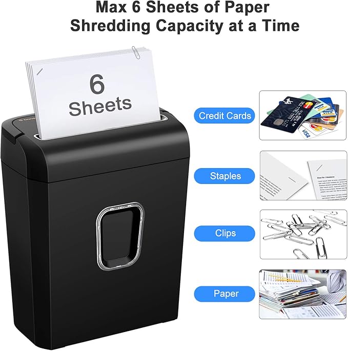 Bonsaii 6-Sheet Micro-Cut Paper Shredder, P-4 High-Security - Image 4