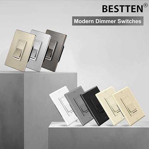BESTTEN 10 Pack Matte Champagne Gold Dimmer Light Switch, Single Pole or 3-Way - Image 9