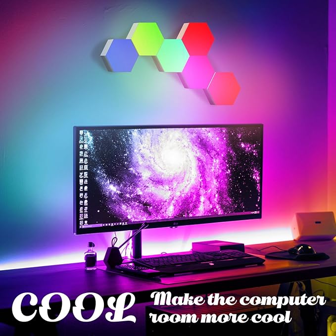 ODISTAR Remote Control Hexagon Wall Light, Smart Wall-Mounted Touch-Sensitive - Image 2