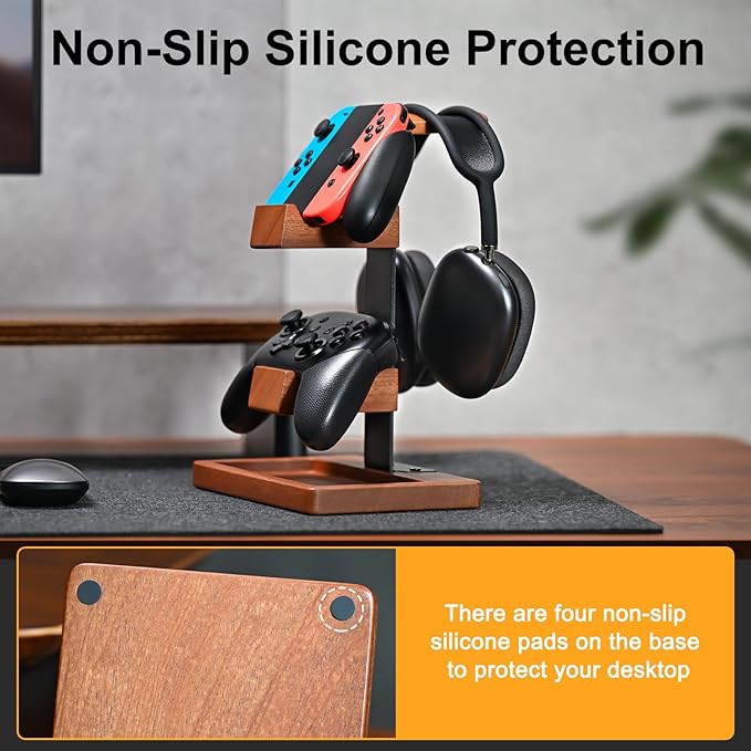 HUMANCOZY Solid Wood Controller Holder and Headphone Stand, Gaming Controller - Image 8