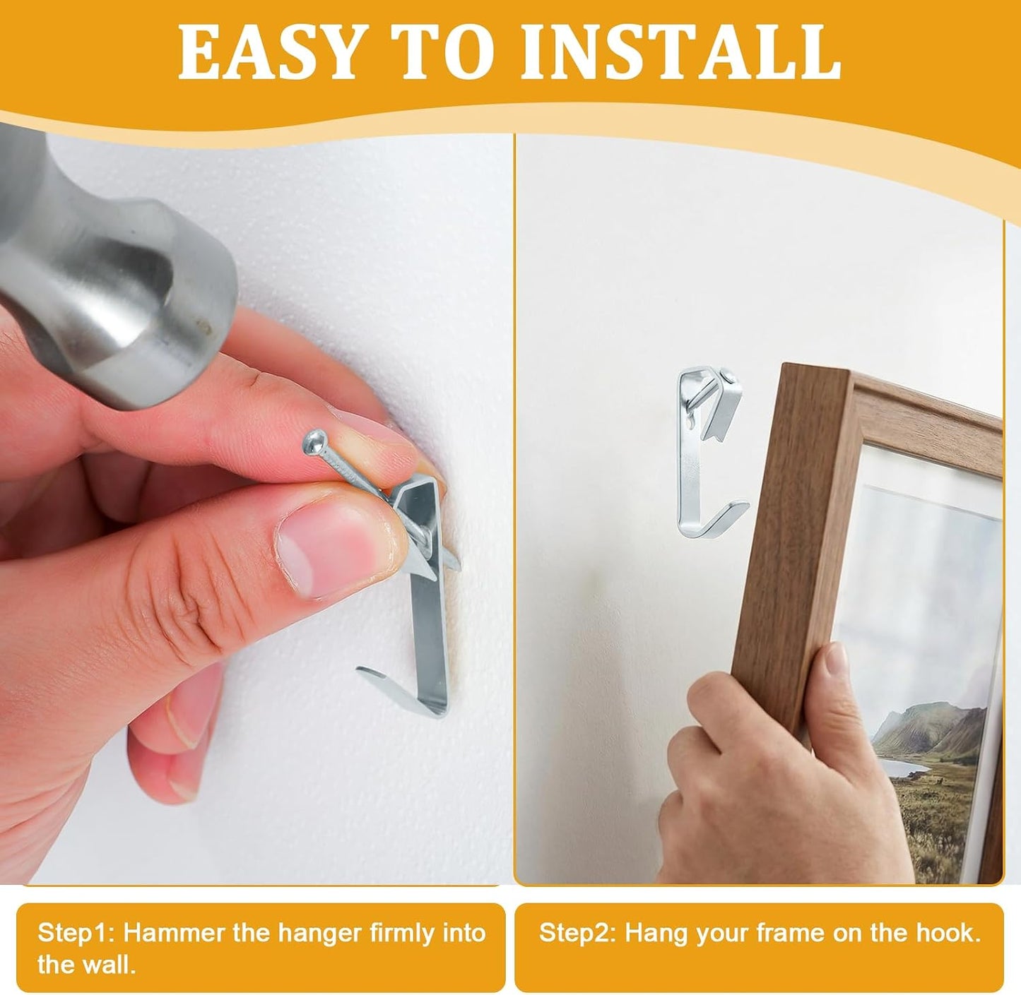 214Pcs Picture Hanging Hooks, Renter Friendly Picture Hanging Kit with Heavy Duty Picture Hangers and Hardware Nails, for Frame, Painting, Art and Photo, on Drywall,Plaster, and Wood Wall