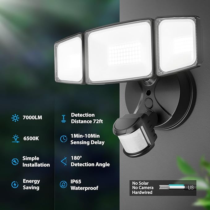 Onforu 2 Pack 75W LED Motion Sensor Outdoor Lights, 7000LM Dusk to Dawn Outdoor - Image 3