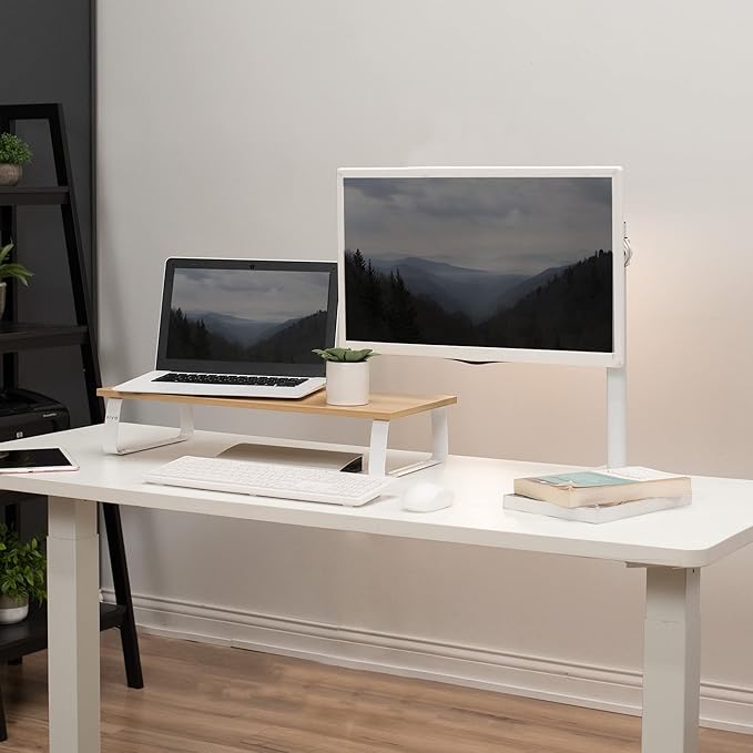 VIVO 24 inch Monitor Stand, Wood and Steel Desktop Riser, Small TV, Ergonomic - Image 8