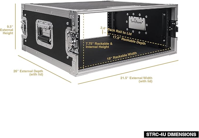Sound Town 4U PA/DJ Rack/Road Case, - Image 6