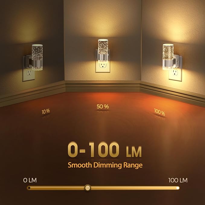 Briignite Night Light, 2 Pack Dimmable Night Lights Plug into Wall, Bubble - Image 3