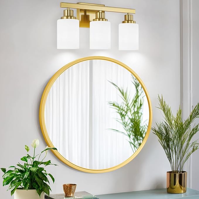 DIKAIDA 3-Light Gold Bathroom Light Fixtures, Modern Vanity Light - Image 7