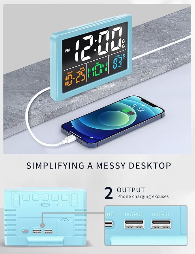 Digital Alarm Clock, with 5.5" Large LED Time Display, Adjustable Alarm Volume - Image 6
