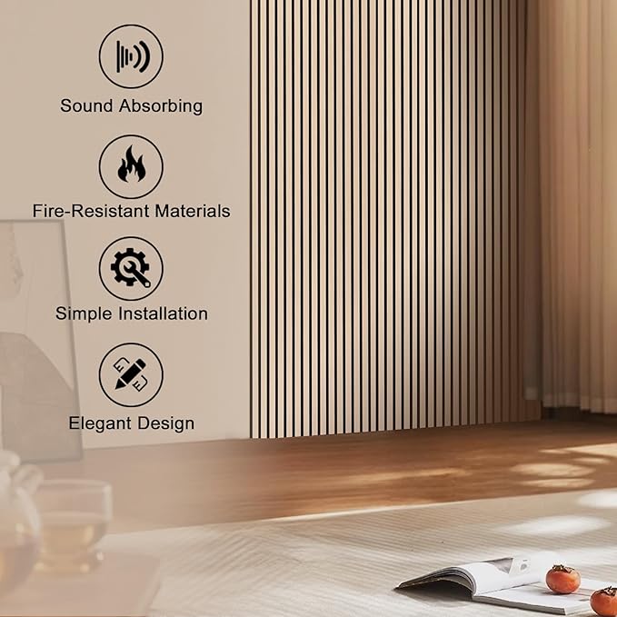QDYMXUN Wood Slat Acoustic Wall Panels, Living Room - Image 4
