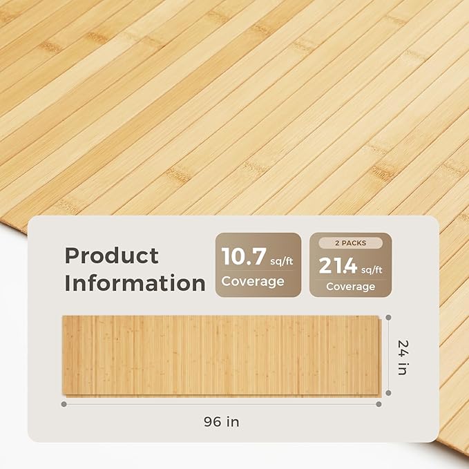 OUZUGIE 2 Pack 96x24 Inch Natural Bamboo Wall Panel – Carbonized Pole Wrap - Image 2