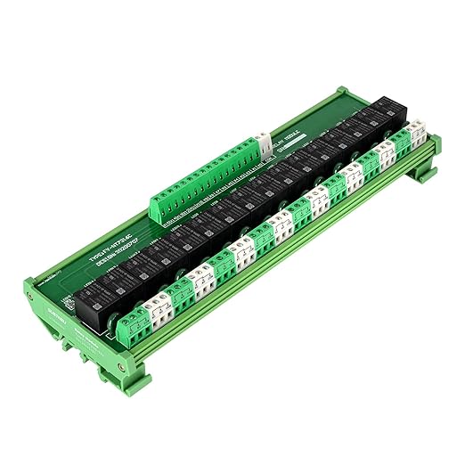 GUETNEU Relay Board, 16 Channel 1 SPDT DIN Rail Mount 24V DC/AC Relay, by GUETNEU