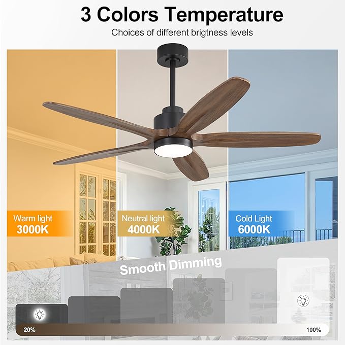 WINGBO 54" Ceiling Fan with Light - Image 3