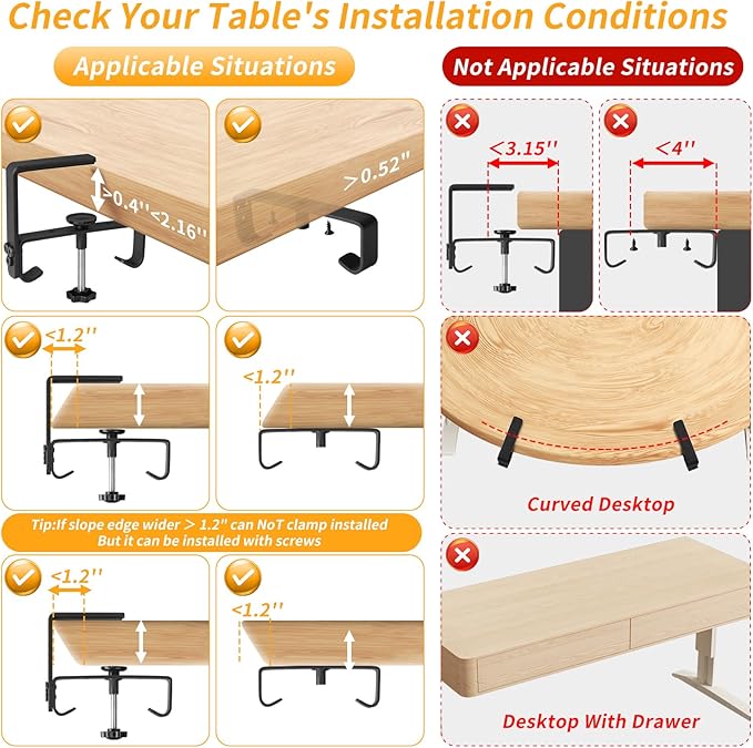 SUREUP9 No Drill Under Desk Cable Management Tray, Fabric Cable Management - Image 6