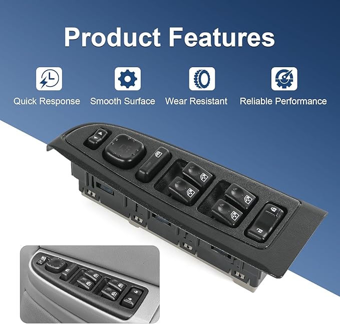 DICMIC Front Driver Side Master Power Window Switch and Door Lock & Black Bezel - Image 4