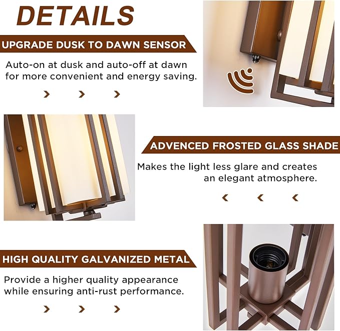 15.35"H Matte Brown Outdoor Wall Light Large Outdoor Wall Lantern Oil Rubbed - Image 5