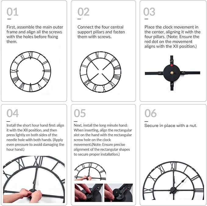 Ohweog Large Wall Clock for Living Room Decor – 32 Inch Silent Non-Ticking - Image 5