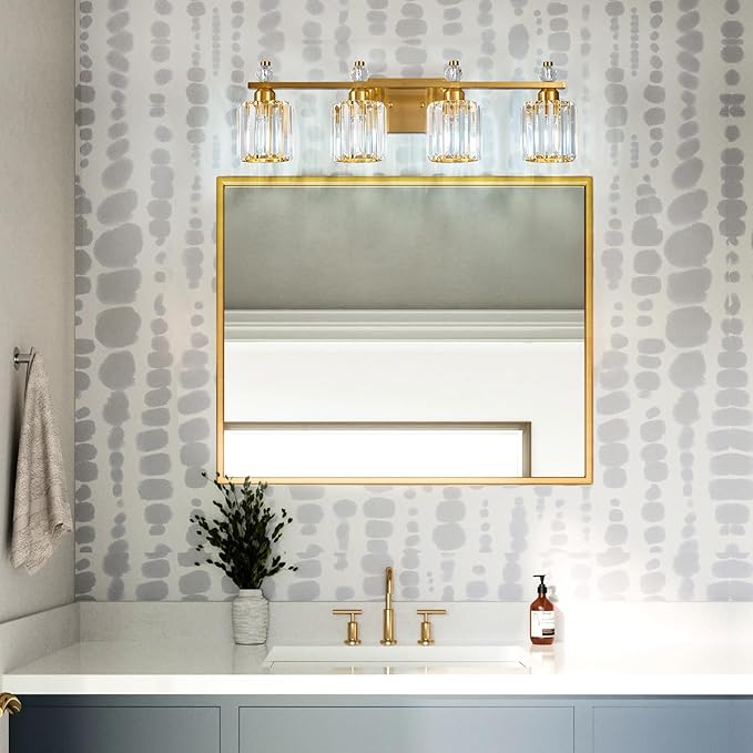 FDPBY Bathroom Vanity Lights 4-Light Gold Modern Crystal Vanity Light Fixtures - Image 3