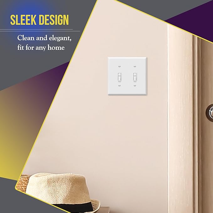 ENERLITES Double Toggle Switch Cover, Two Gang Light Switch Wall Plate - Image 3