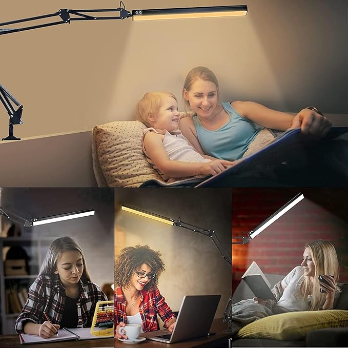 NOEVSBIG LED Desk Lamp with Clamp, 2-in-1 Clamp on Desk Lamps with Base - Image 7