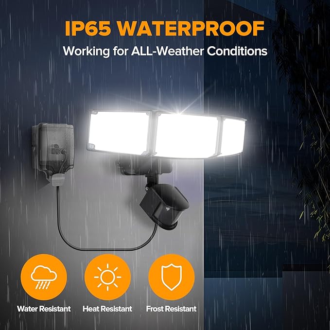 LUTEC 50W Motion Sensor Outdoor Lights, 5500 LM Plug in Flood Light Outdoor - Image 5