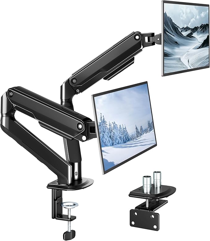 monTEK Dual Monitor Stand for Desk, 17-32 Inch Mechanical Spring Dual Arm by monTEK