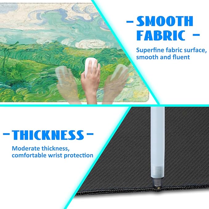 Desk Mat, Field Landscape Oil Painting Extended Gaming Mouse Pad Large - Image 5