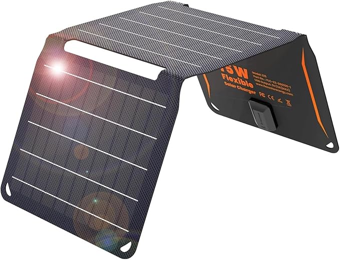 FlexSolar 15W USB Solar Panel Small Portable Foldable Solar Charger, Mobile by FlexSolar