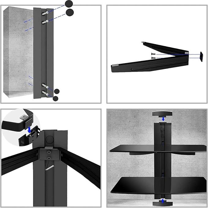 suptek Speaker Mount, Floating Glass Shelf Wall Mount Bracket - Image 6