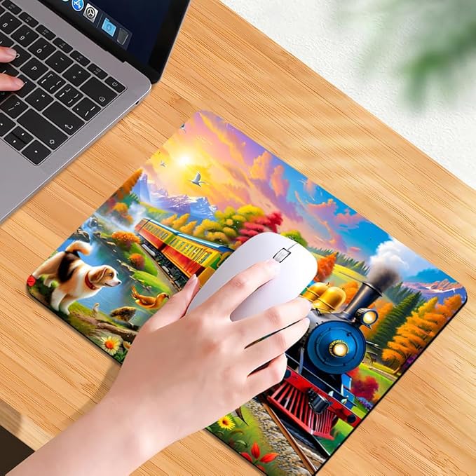 Train Square Mouse pad, Waterproof, Anti Slip Rubber Base, Computer Mouse pad - Image 7