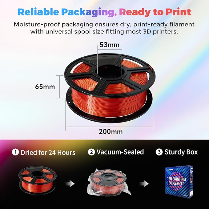 FLASHFORGE Silk PLA Filament 1.75mm Gold to Red Gradient, 3D Printer Filament - Image 7