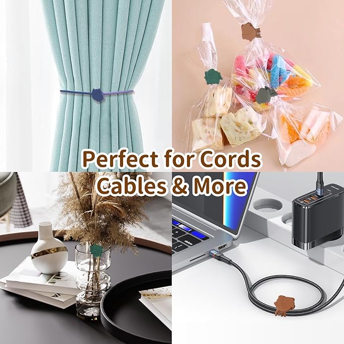 SOLIDATOR Fun Squirrel Magnetic Cable Ties – 24 Pack, Reusable Silicone Cord - Image 3