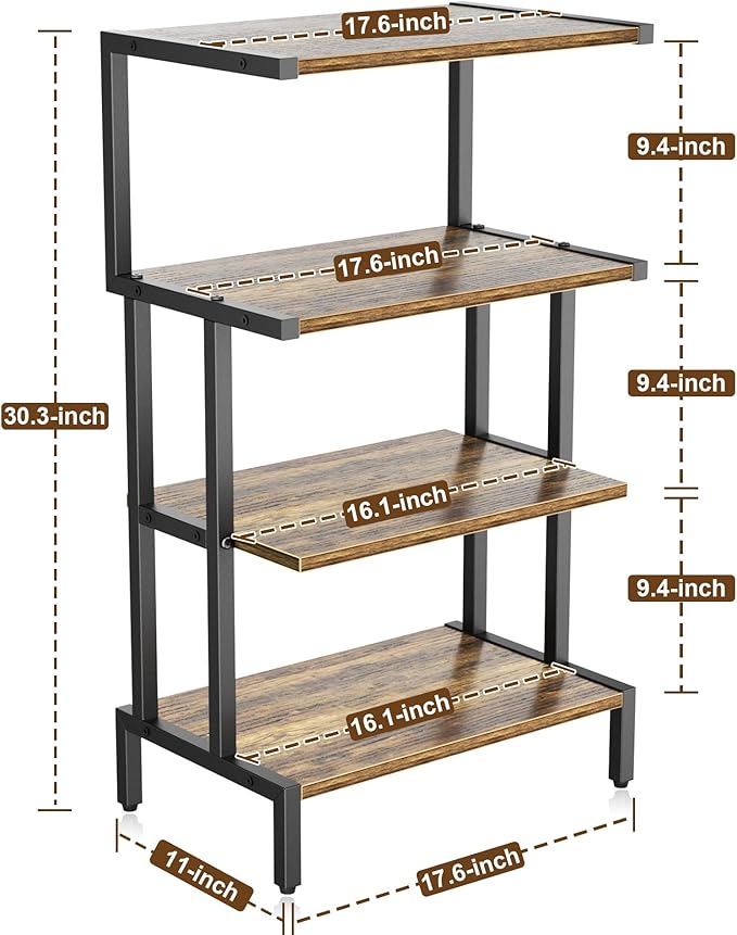 Aquzee Game Console Stands, 4-Tier AV Media Shelf, Stereo Stand, Wood Gaming - Image 2