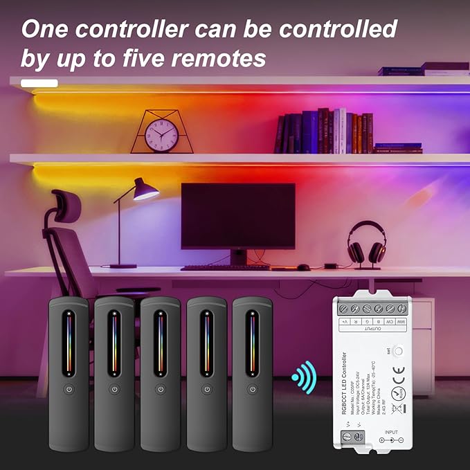 2.4GHz RF RGBCCT LED Strip Controller Remote Kit, Wireless Remote & Tuya - Image 3