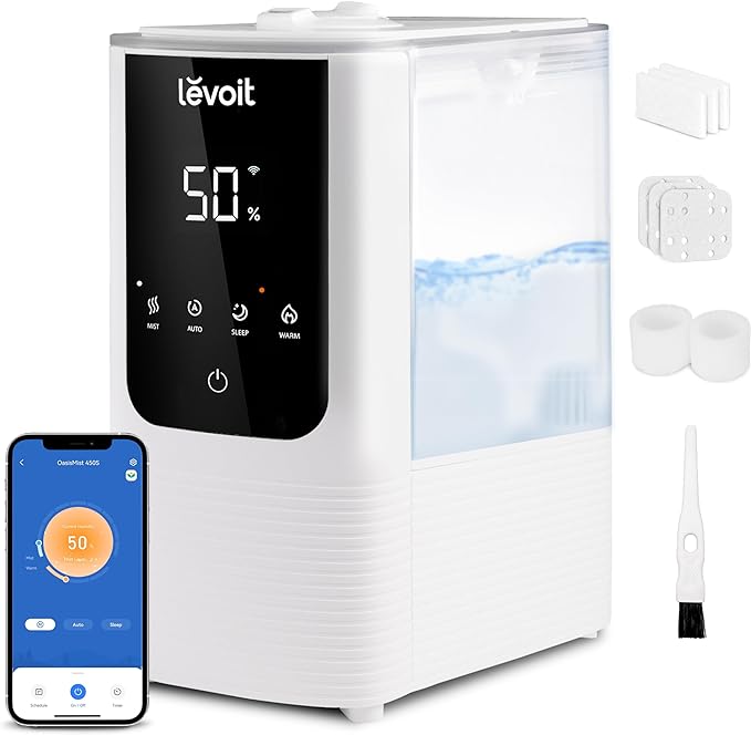 LEVOIT Humidifiers for Bedroom Home, Smart Warm and Cool Mist Air Humidifier by Levoit