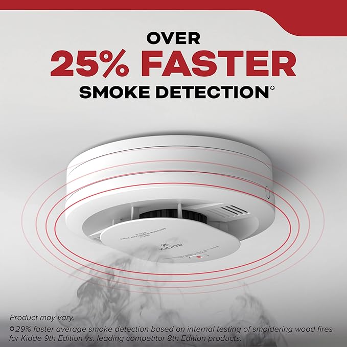 Kidde Smoke Detector for Home, 10-Year Battery Powered, Voice Alerts, LED Light - Image 3