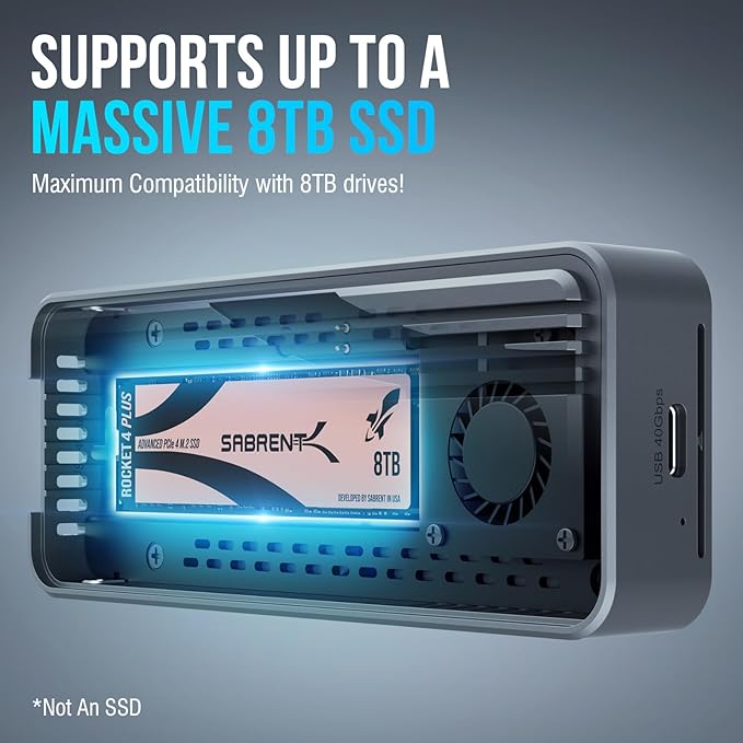 SABRENT USB4 NVMe SSD Enclosure – Tool-Free USB 4.0 M.2 PCIe 4.0 x4 External - Image 3