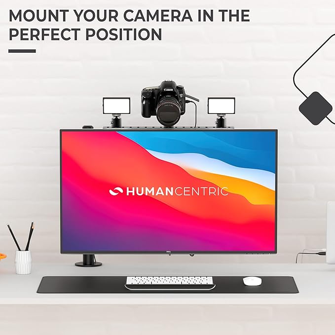 HumanCentric DSLR Monitor Mount Large, Desk Camera Mounting, Light Webcam - Image 3