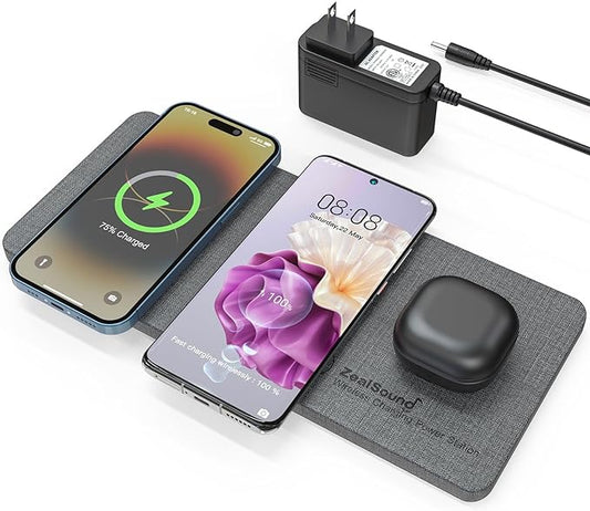ZealSound Triple Wireless Charger, Charging Pad, Ultra Slim Fast 3x10W Charger by zealsound