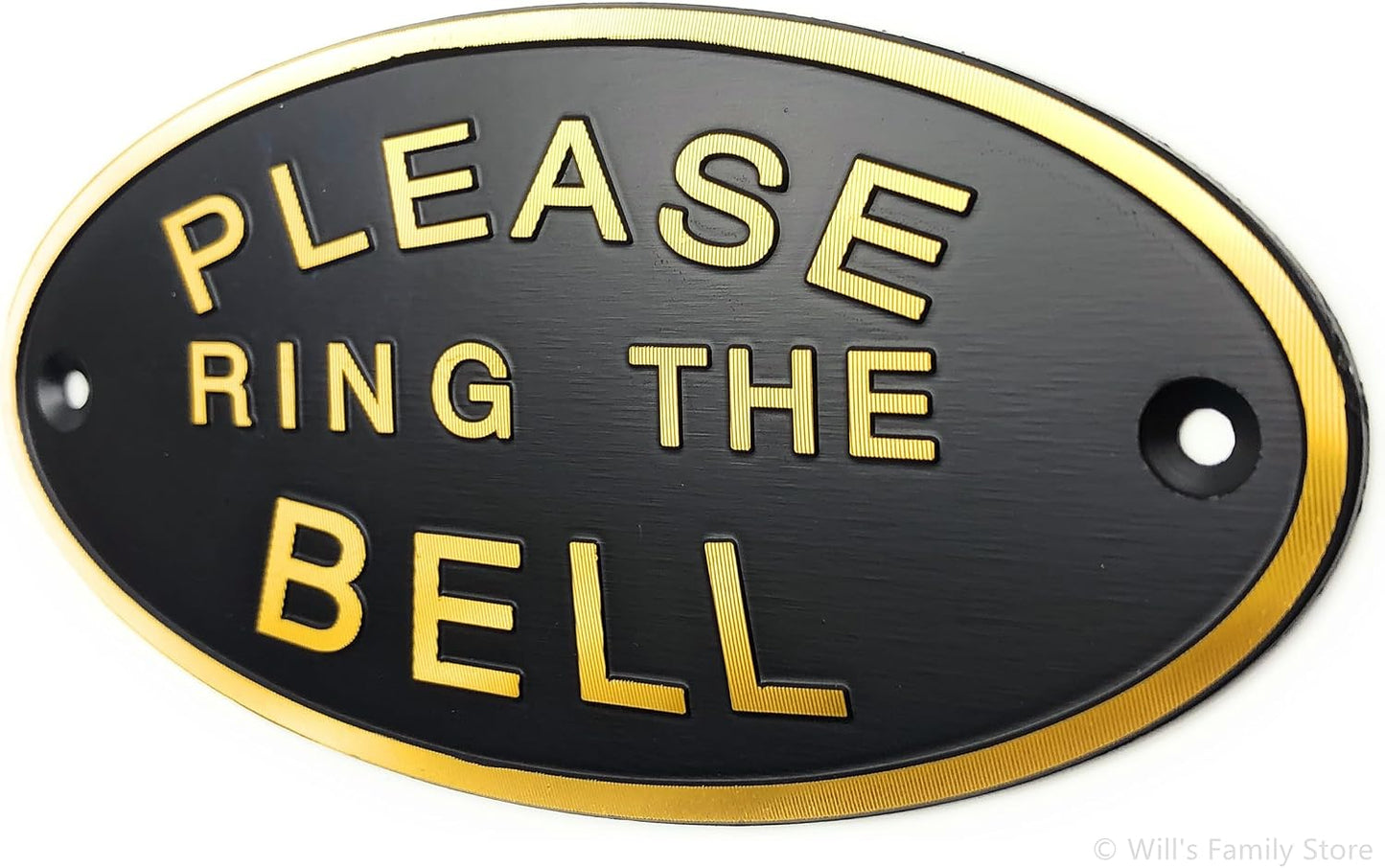 Please Ring the Bell Aluminium Doorbell Sign with Screws Black and Golden 5.5x2.7 inch
