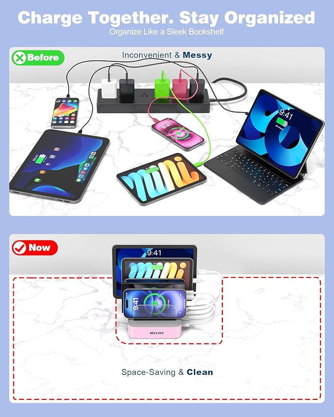 MSTJRY Charging Station for Multiple Devices : 5 Port Multi USB-A Charger - Image 4