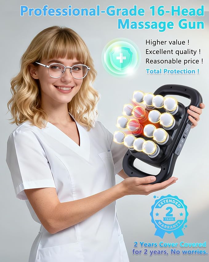 16-Head Massage Gun, Deep Tissue Percussion Massager - Image 9
