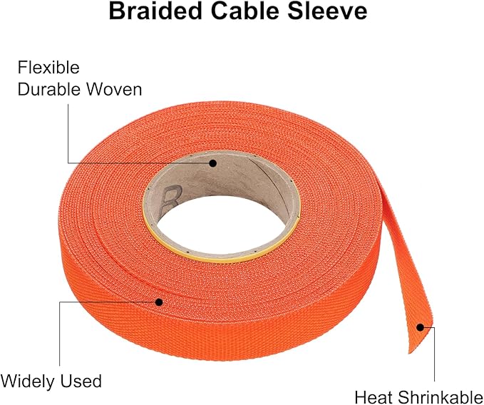 MECCANIXITY Braided Cable Sleeves Heat Shrinkable Fabric Sleeving, 1/2" 40ft - Image 4