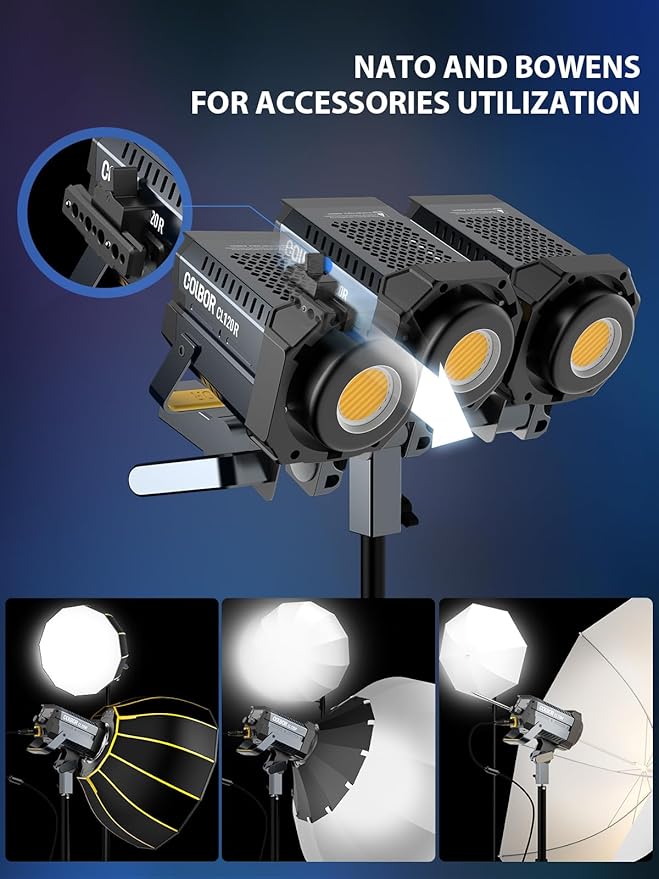 Video Light, COLBOR CL120R RGB 120W Continuous Lighting M/G Balance 2700~6500K - Image 8